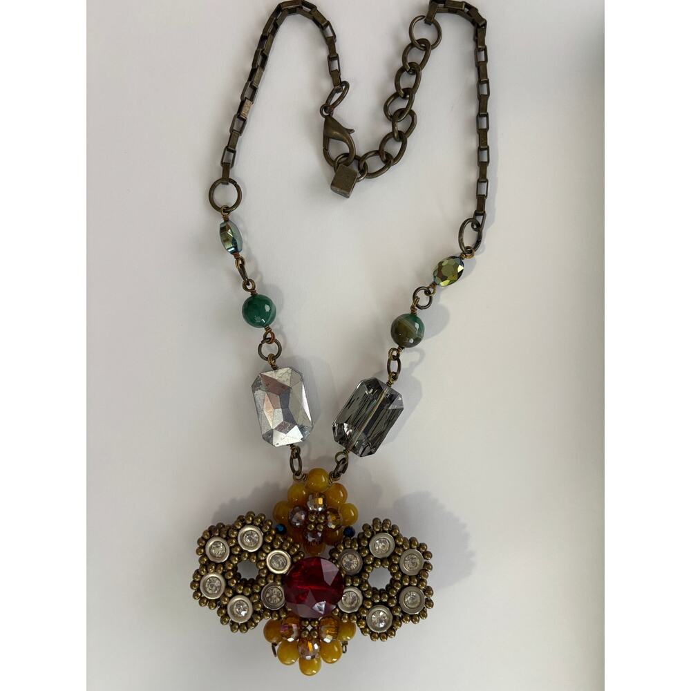 Anthropologie x Pam Hiram Statement Necklace Bohemian Tribal Beaded